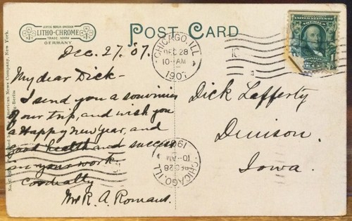 Tarjeta postal OH Coney Island en Ohio River Fort Thomas Cincinnati American News 1907 - Imagen 2 de 2