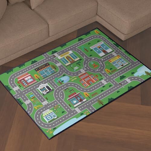 Play Rug for Playroom 59"x39" Car Mat Town City Road Map for Boys Bedroom Non - Picture 8 of 8