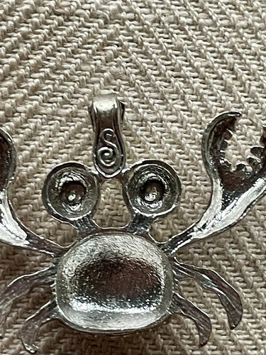 White Gold Red Crab Claws Pendant Rhinestone Fun Pendant Signed “S” - Picture 6 of 8