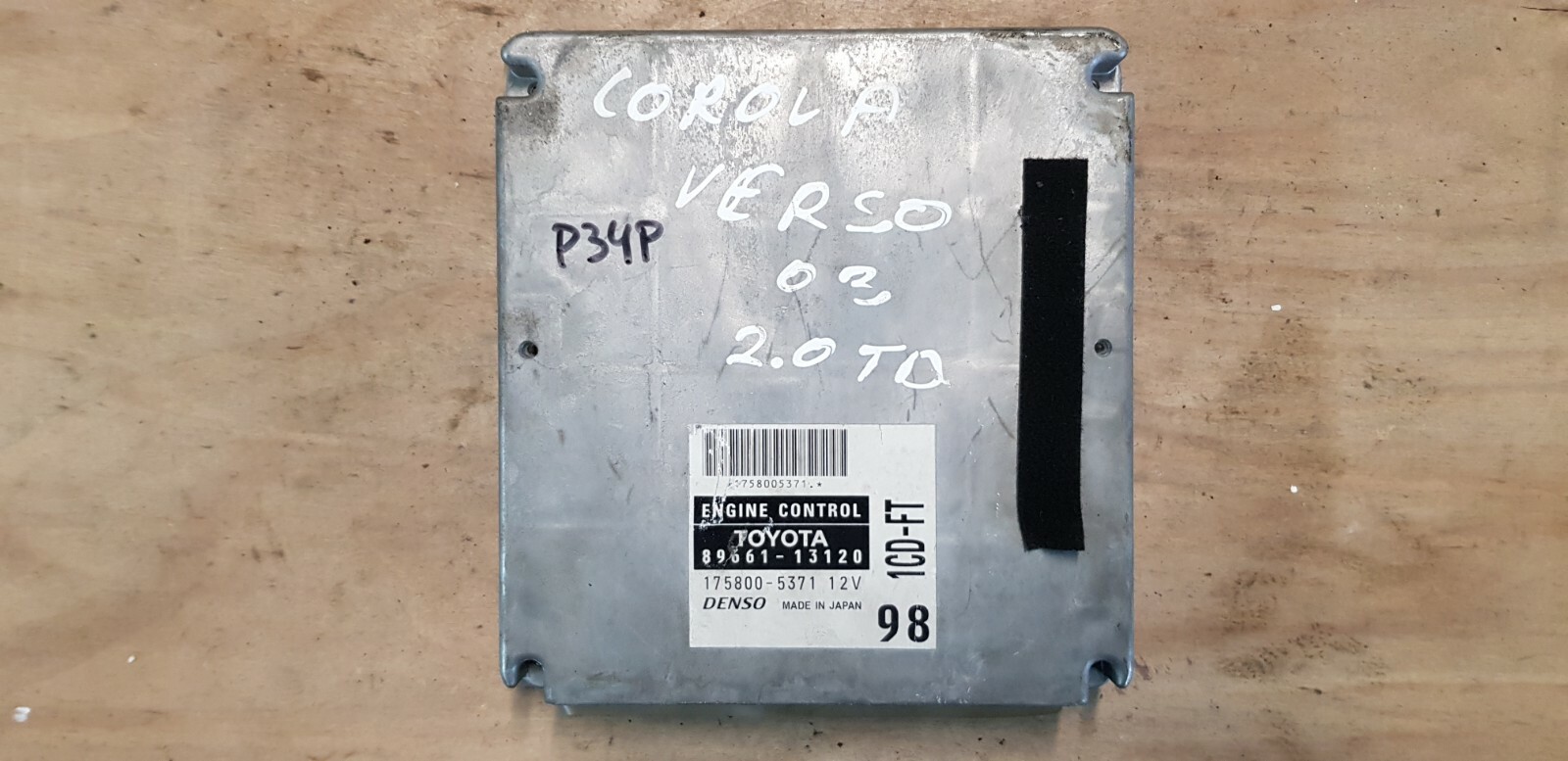 Toyota Corola Engine Control Unit ECU 89661-13120 Denso 175800-5371 P34P