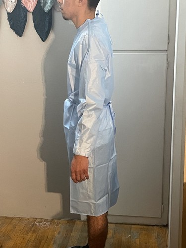 5-pack Pandemic Disposable Isolation Gowns AAMI Level 1 Blue or White - Afbeelding 10 van 13