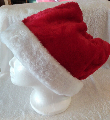 Christmas Santa Hat Deluxe Quality Made Faux Fur Trimmed & Lined 27" Around - Picture 3 of 6