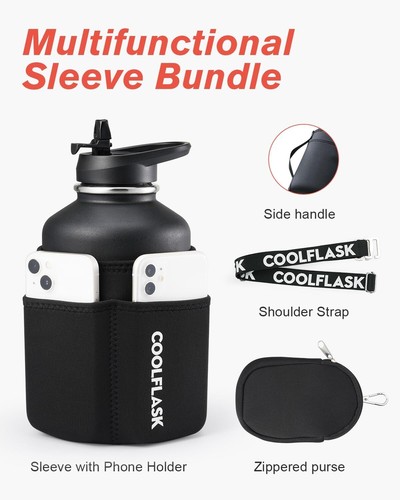 64 Oz Insulated Water Bottle With Strap & Sleeve, Half Gallon Water Ju - Picture 2 of 7