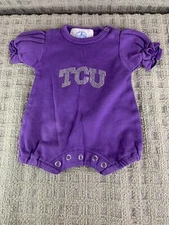 Two Feet Ahead NCAA TCU Horned Frogs Baby Girls Sequined Romper, Newborn, Purple