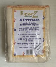 REARZ Reusable Cotton Prefold Baby Cloth Diaper Pack of 6 Size Small 11x14"