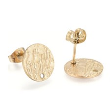 10 pcs. 304 Stainless Steel Gold Plated Earring Posts/Studs 12mm - Textured
