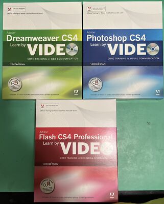 Adobe CS4 Photoshop Dreamweaver & Flash Certified Adobe Courseware Learn Video