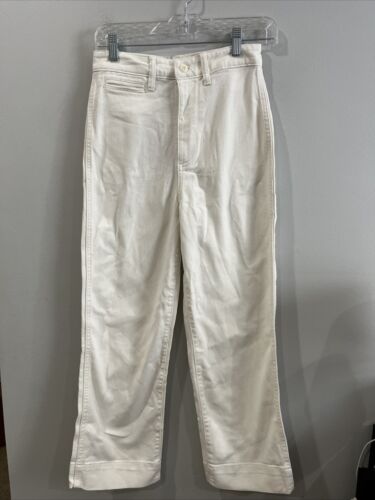 Quince Straight Leg Cropped Jeans Size 25 Ivory High Rise