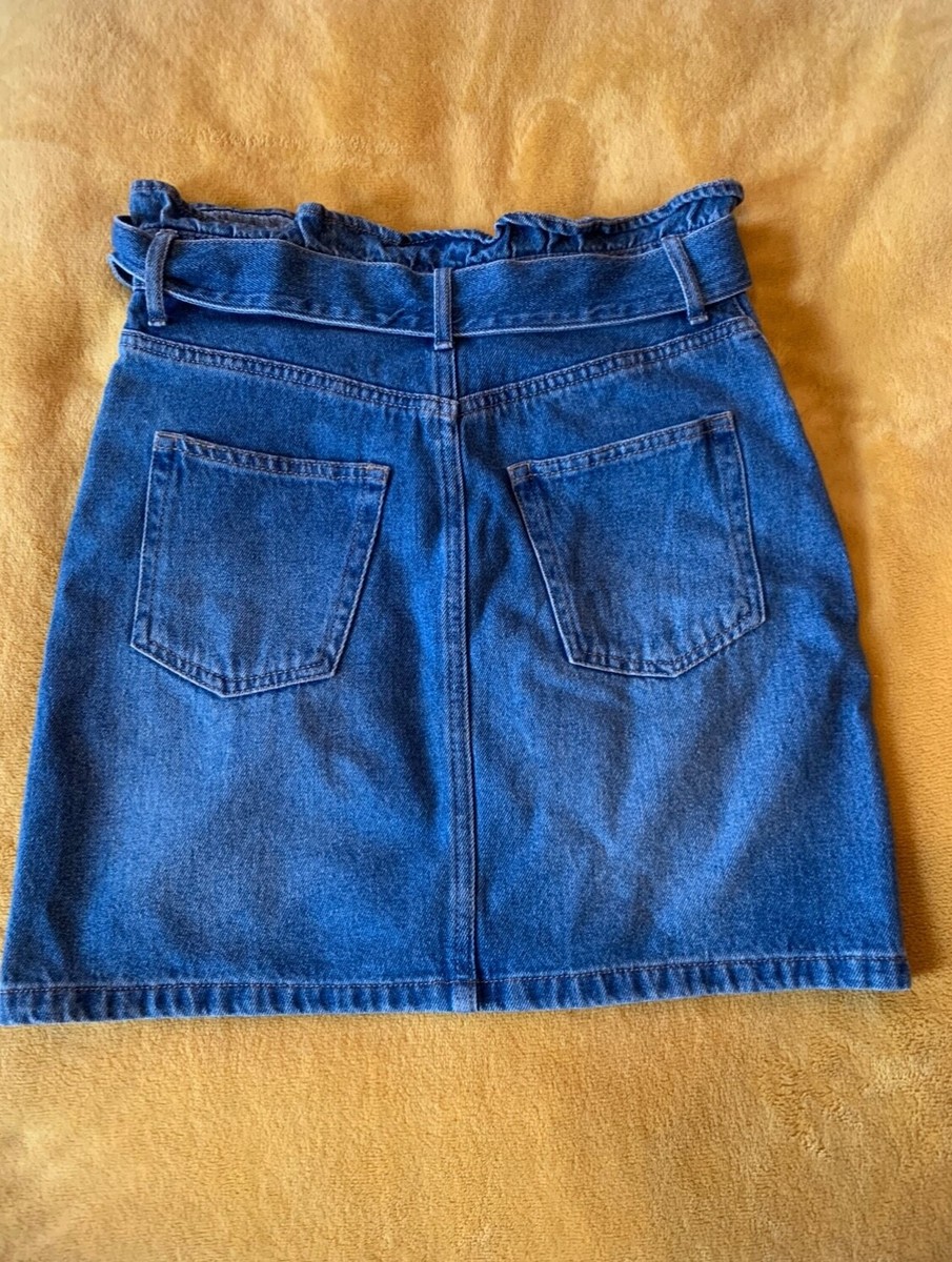 Divided H&M Blue Denim Mini Skirt With Belt Size XS UK