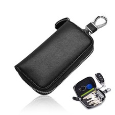 Pocket Key Holder Unisex Premium Leather Car Key Case with 6 Hooks Zipper