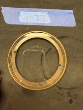 (N33) Antique French Mantle Clock Back Bezel Door Part Brass & Beveled Glass