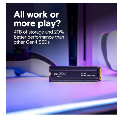 Crucial P310 1TB M.2 Internal SSD with Heatsink, PS5 Ready - Picture 3 of 6