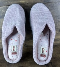 DF By DearFoams Pink Slip On Warm Slippers Shoes Size Large  9-10 Fast Shippin