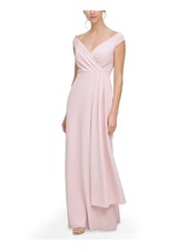 ELIZA J Womens Pink Side-drape Cap Sleeve Full-Length Formal Gown Dress 4