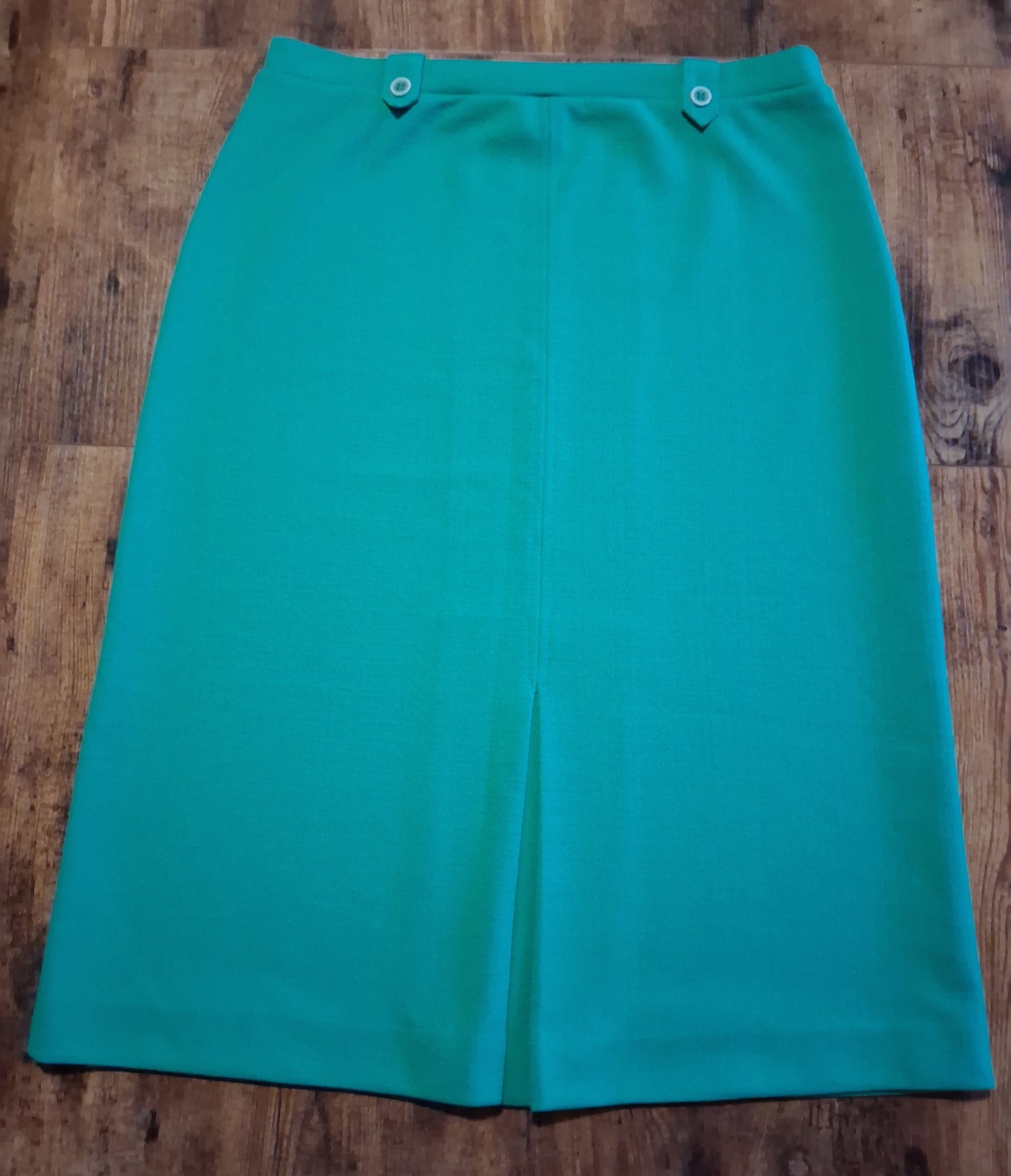 Vintage 70s DEVON Doubleknit POLYESTER SKIRT Gree… - image 1