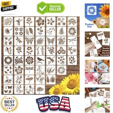 50 PCS Flower Painting Stencils Reusable Flower Stencils for Painting on Wood...