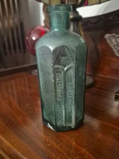 Vintage Rumford Chemical Works Octagonal 1800's Teal Colored Bottle