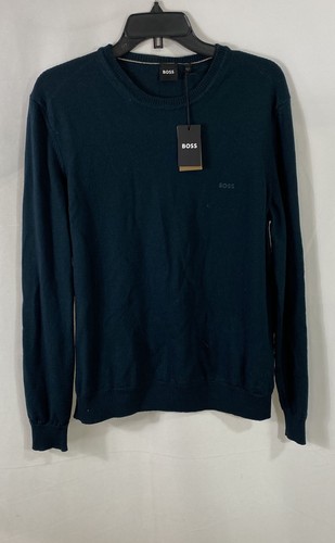 BOSS Hugo Boss Men's Dark Green Crew Neck Sweater Embroidered Logo Sz XL NWT