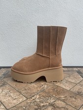UGG Women's Classic Twin Seam New Heights Chestnut Suede Platform Boots Sz 7