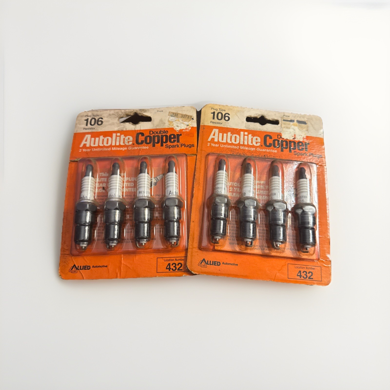 2 Packs Of 4 NOS Vintage Autolite Copper Spark Plugs Plug Type 106 MADE IN USA