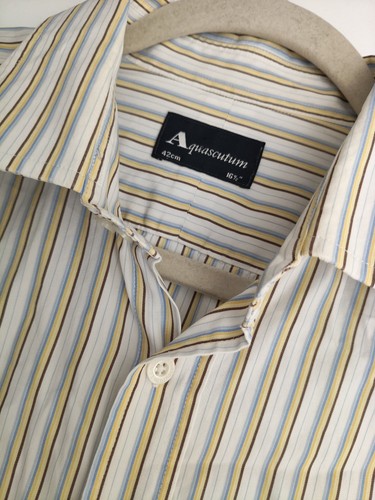 Aquascutum, Vintage Aquascutum men's long-sleeve Yellow shirt stripe pattern size 16.5