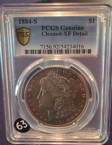 1884-S Morgan Silver Dollar $1 PCGS XF w/ Gold Shield-Detail Graded 12/2025 #63