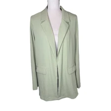 Melloday Women’s Large Long Blazer Jacket Open Front Light Green Long Sleeve