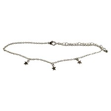 Silver-Tone Star Choker Necklace Three Star Pendants Adjustable New NWOT