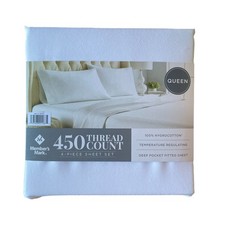 Member's Mark 450 Thread Count Solid Sheet Set, Queen, Arctic White