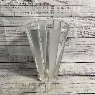 Rosenthal Clear & Frosted Crystal Scalloped Edge Glass 10" Vase