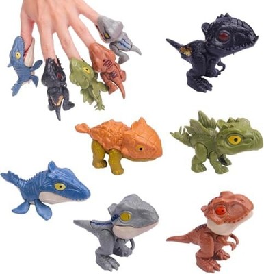 Winbar Biting Finger Dinosaurs Toy 6 PCS, Dino Figure 1.8 inches, Multicolor