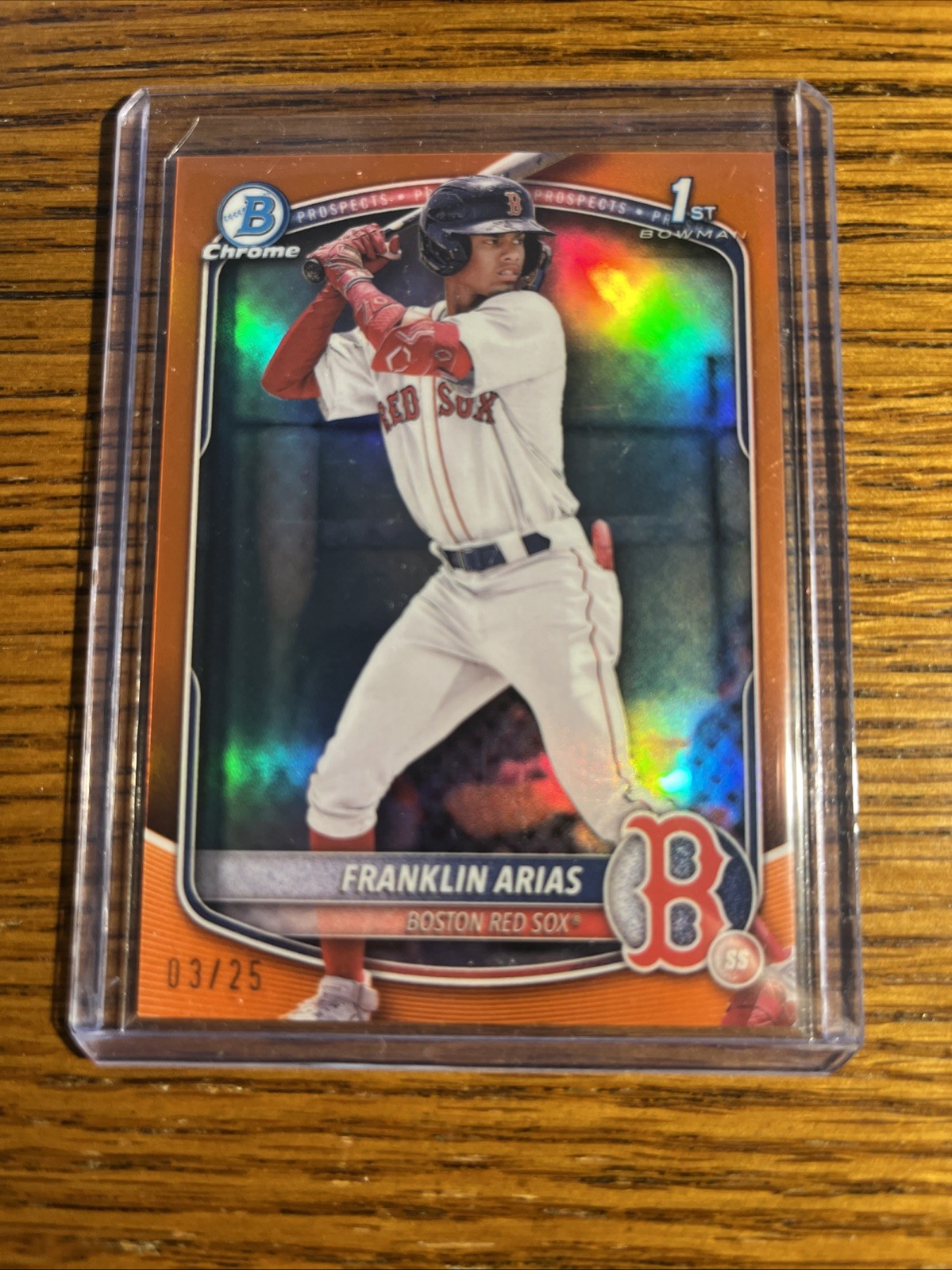 2025 Bowman - Chrome Prospects Franklin Arias #BCP-67 Orange Refractor /25 (RC)