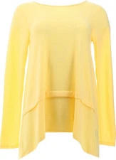 DG2 Diane Gilman Brushed Sweater Knit Hi-Low Peplum Top Yellow L NEW (993)