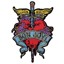 Patch - C&D Visionary - Bon Jovi Heart & Dagger 2.8"x4.2" Iron-On Embroidered