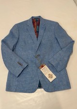 NWT Robert Graham Blazer ECLIPSE Blue 100 LINEN Sport Coat Sz 40 RV 598