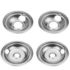 4 Pack Chrome Reflector Bowls Universal Drip Pan Kits Gas Stove Burner Rings ...