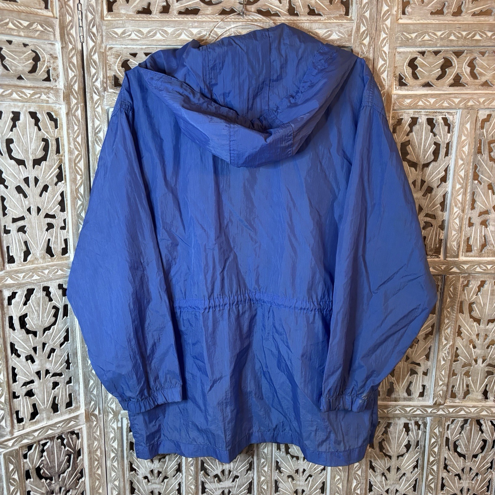 Basic Editions Blue Hooded Drawstring Jacket Full… - image 6