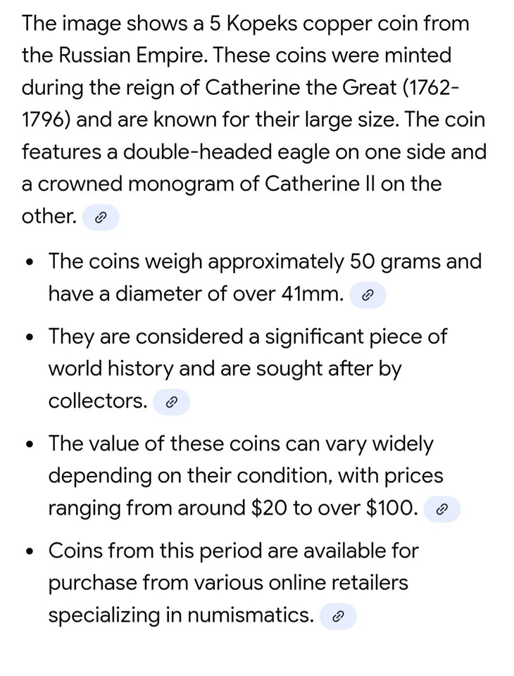 Moneda rusa de 5 Kopec de 1791 EM Catalina el Gran Emperador - sin circular Foto 3 de 3