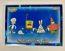 25 Topps Chrome SpongeBob 25th The Doodle Dimension #163 Sapphire Blue Cracked