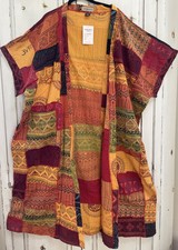 NWT Patchwork Kimono One Size Festival Handmade Cotton Short Sleeve Bohemian Y
