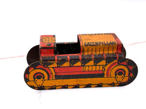 Vintage Cracker Jack Caterpillar Bulldozer Dozer Tin Litho Premium Toy Prize 40s