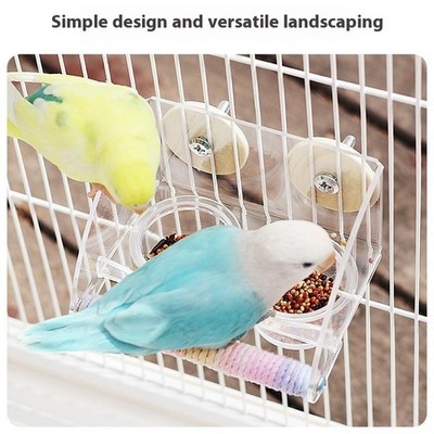Bird Transparent Feeder Feeding Basin With Antiskid Stand Bowls Acrylic Feeders