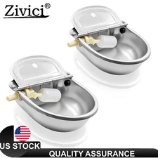 2 PCS Automatic Water Stainless Steel Trough Horse Cow Dog Drink Sheep Auto Bowl