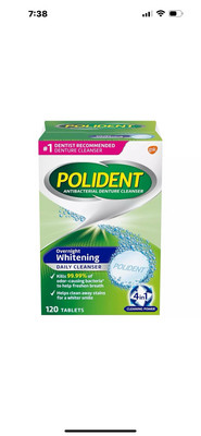 Polident Overnight Whitening Denture Cleanser Tablets - 120 Count