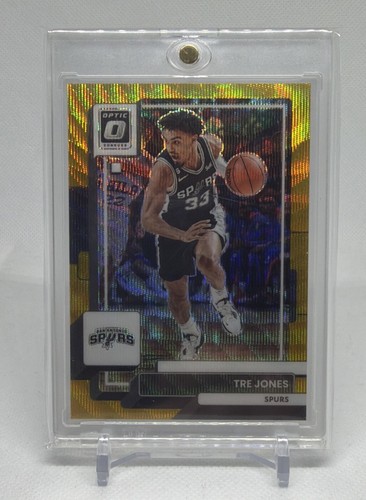 2022 Panini Donruss Optic 1/10 GOLD WAVE PRIZM TRE JONES San Antonio Spurs