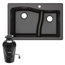 Kraus KGD-442-100-75MB Quarza 33" Undermount Double Basin Granite - Black