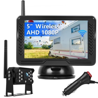 Wireless Reversing System with 5 inch Split Screen, IP69K Waterproof Backup w...