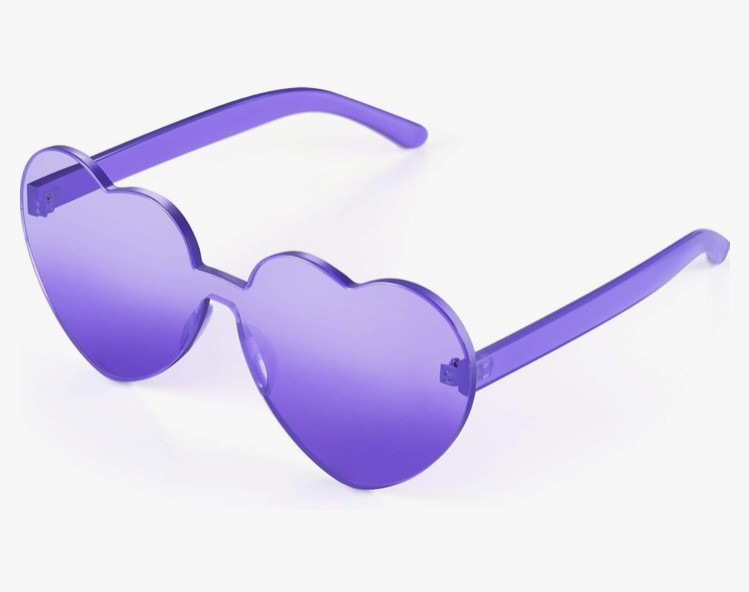 Heart Shaped Party Sunglasses Set - 3 Colors Purple Orange Gray Transparent