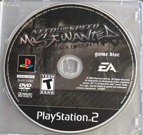Need for Speed Most Wanted Black Edition – PS2 PlayStation 2 - GAME DISC ONLY