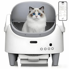Automatic Cat Litter Box App Control Self-Cleaning Open-Top Odor Free White